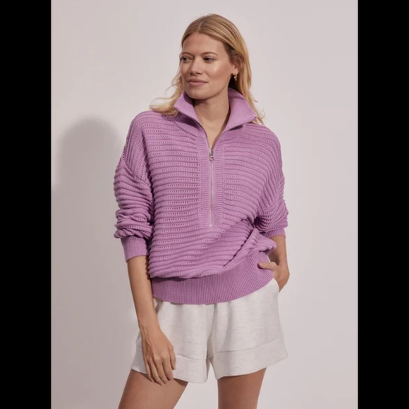 Varley Sweaters - Varley Tara Pointelle Half-Zip Knit